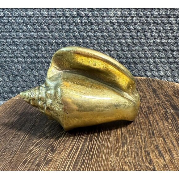 Brass Conch Shell Nautical Seashell Beach Ocean Heavy 3” Paperweight - Picture 4 of 6
